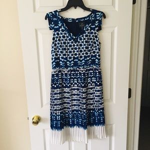 Adrianna Papell Blue Pleated Dress